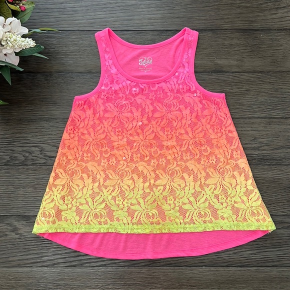 Girls hot pink Justice sparkly tank top - Picture 3 of 12